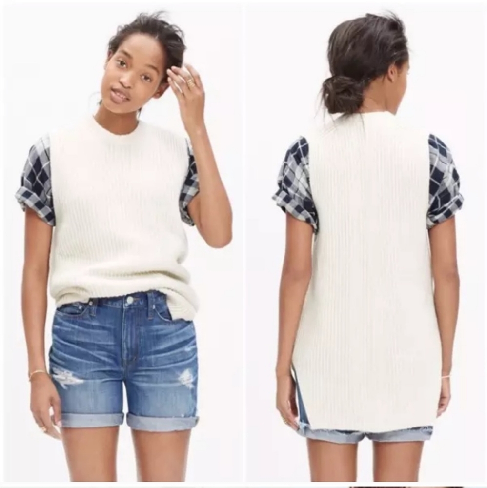 Madewell Sleeveless Wool Blend Ivory Sweater